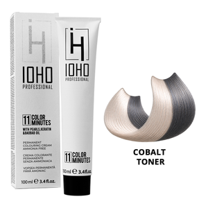 Permanent Dark Gray Toner Hair Dye Without Ammonia - Color 11 Minutes Cobalt Toner - IOHO Professional