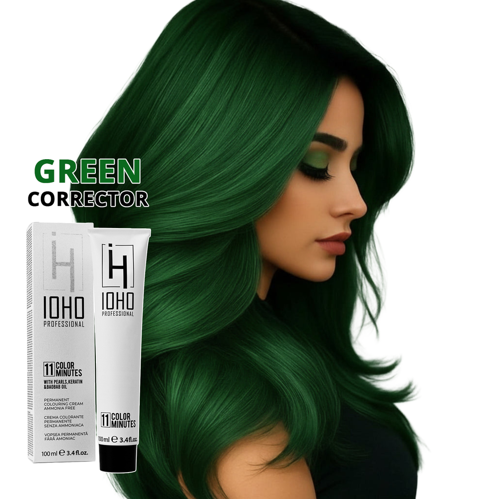 Permanent Color 11 Minutes Corrector Green Ammonia-Free - Ioho Professional