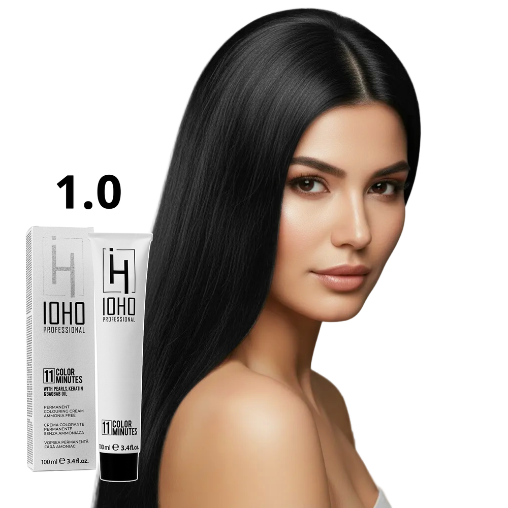 Permanent Color 11 Minutes 1.0 Black Ammonia-Free - IOHO Professional