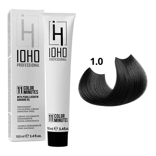 Permanent Color 11 Minutes 1.0 Black Ammonia-Free - IOHO Professional