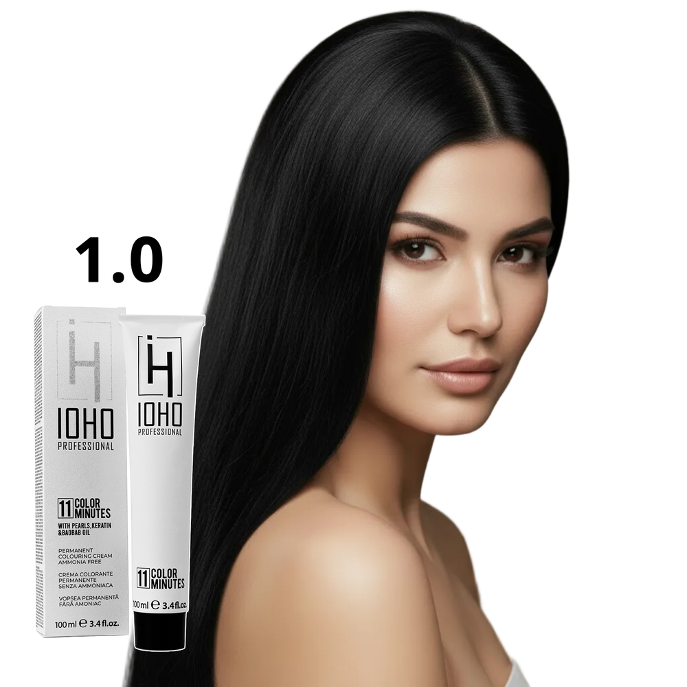 Permanent Color 11 Minutes 1.0 Black Ammonia-Free - Ioho Professional