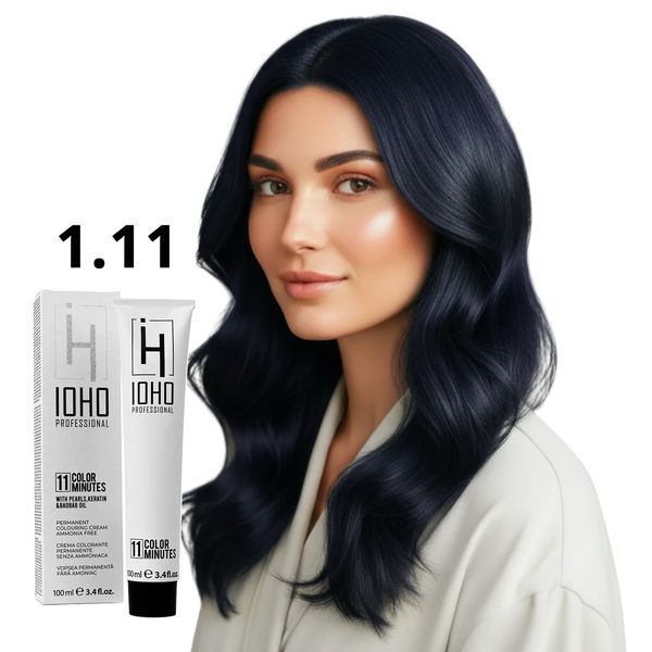 Permanent Color 11 Minutes 1.11 Blue Black Ammonia-Free - IOHO Professional