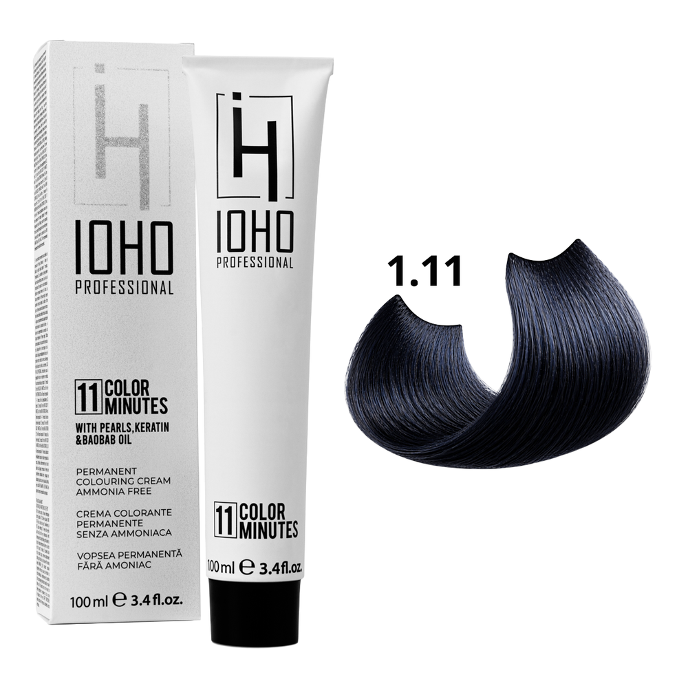 Permanent Color 11 Minutes 1.11 Blue Black Ammonia-Free - IOHO Professional
