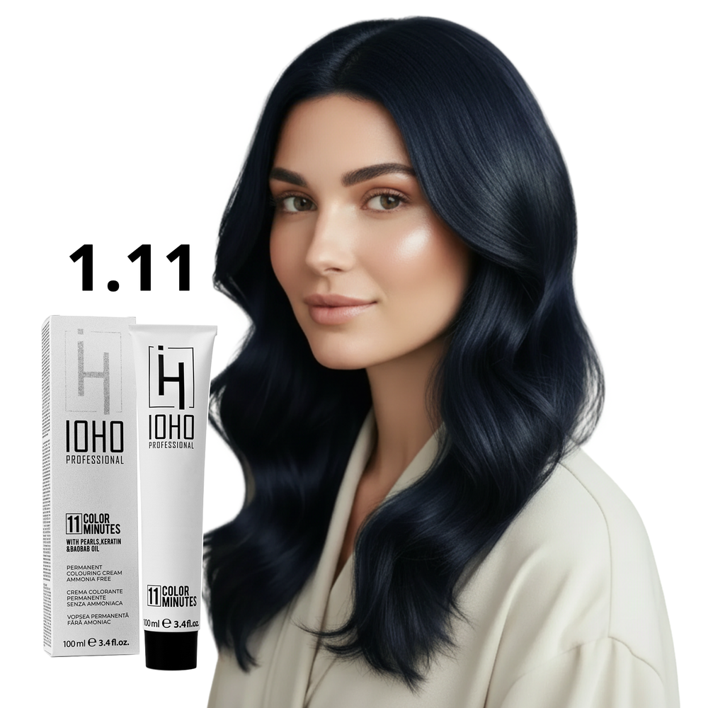 Permanent Color 11 Minutes 1.11 Blue Black Ammonia-Free - Ioho Professional