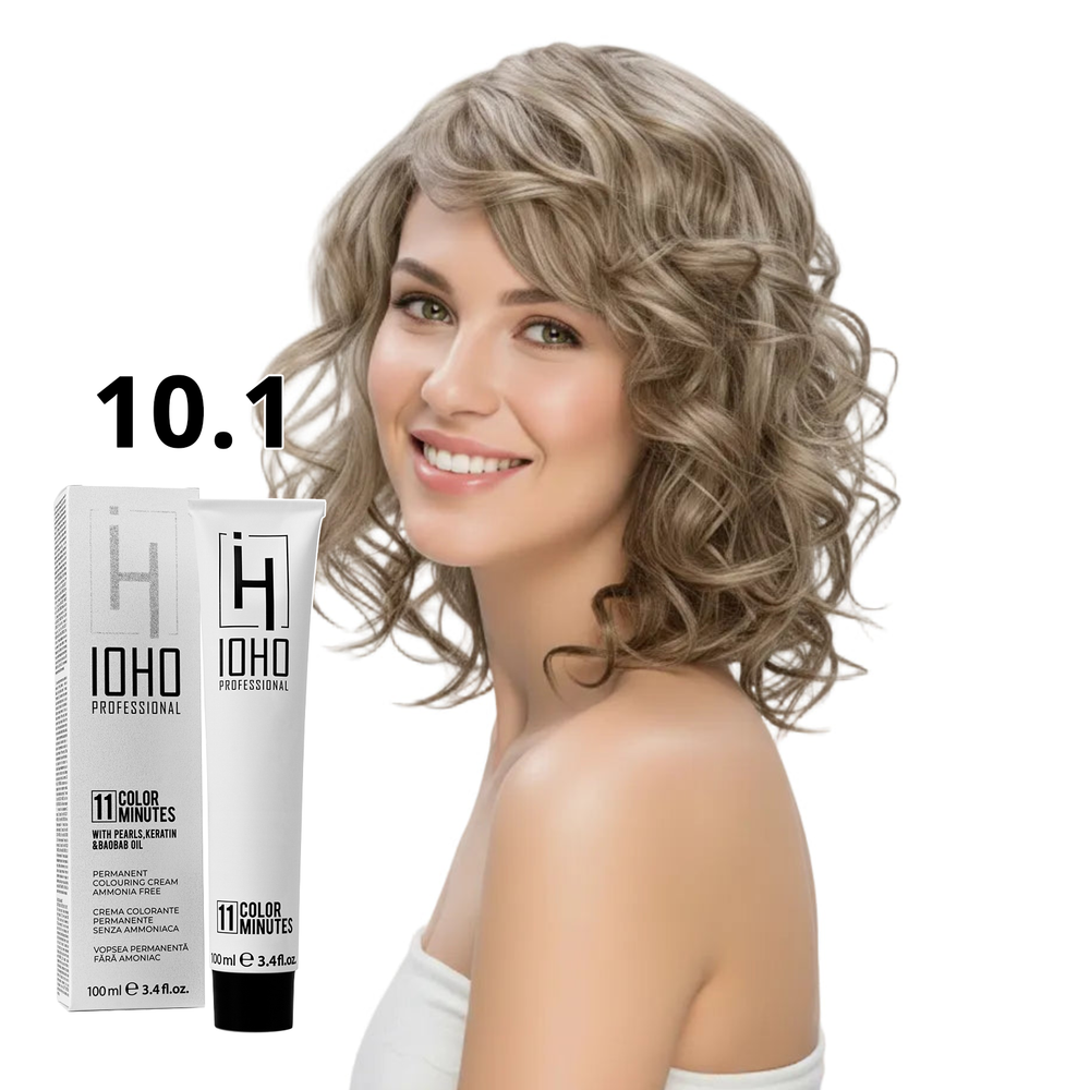 Permanent Color 11 Minutes 10.1 Very Light Ash Blonde Extra Ammonia-Free - Ioho Professional