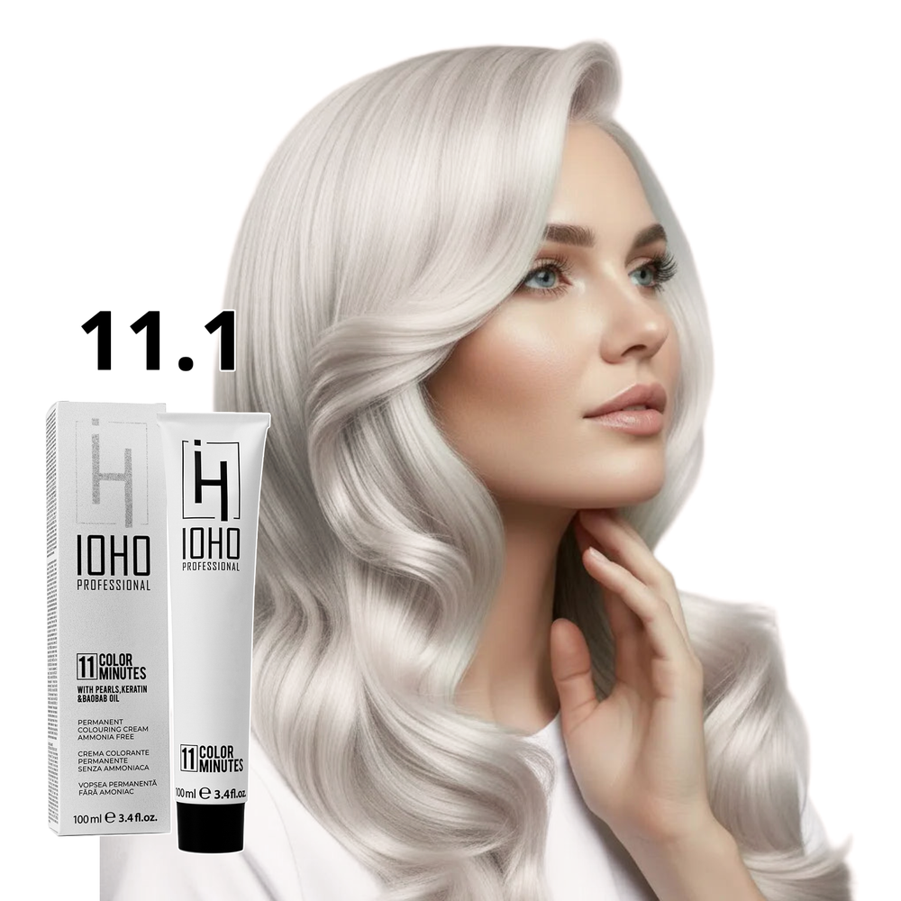 Permanent Color 11 Minutes 11.1 Platinum Blonde Super Light Ash Ammonia-Free - IOHO Professional