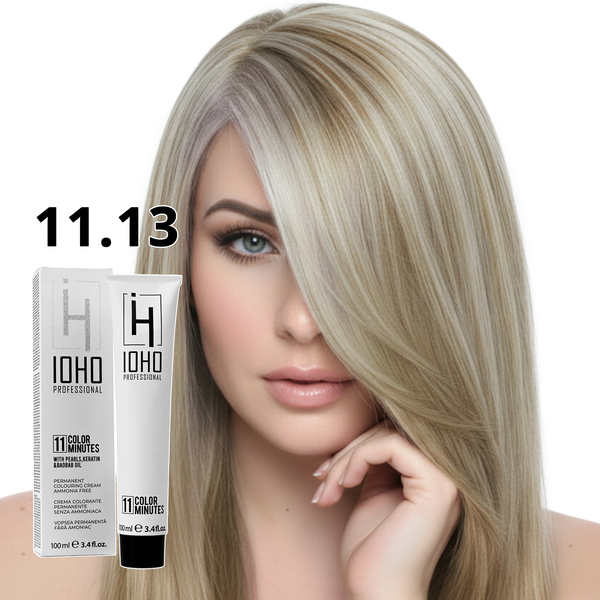 Permanent Color 11 Minutes 11.13 Platinum Blonde Super Light Sand Ammonia-Free - Ioho Professional