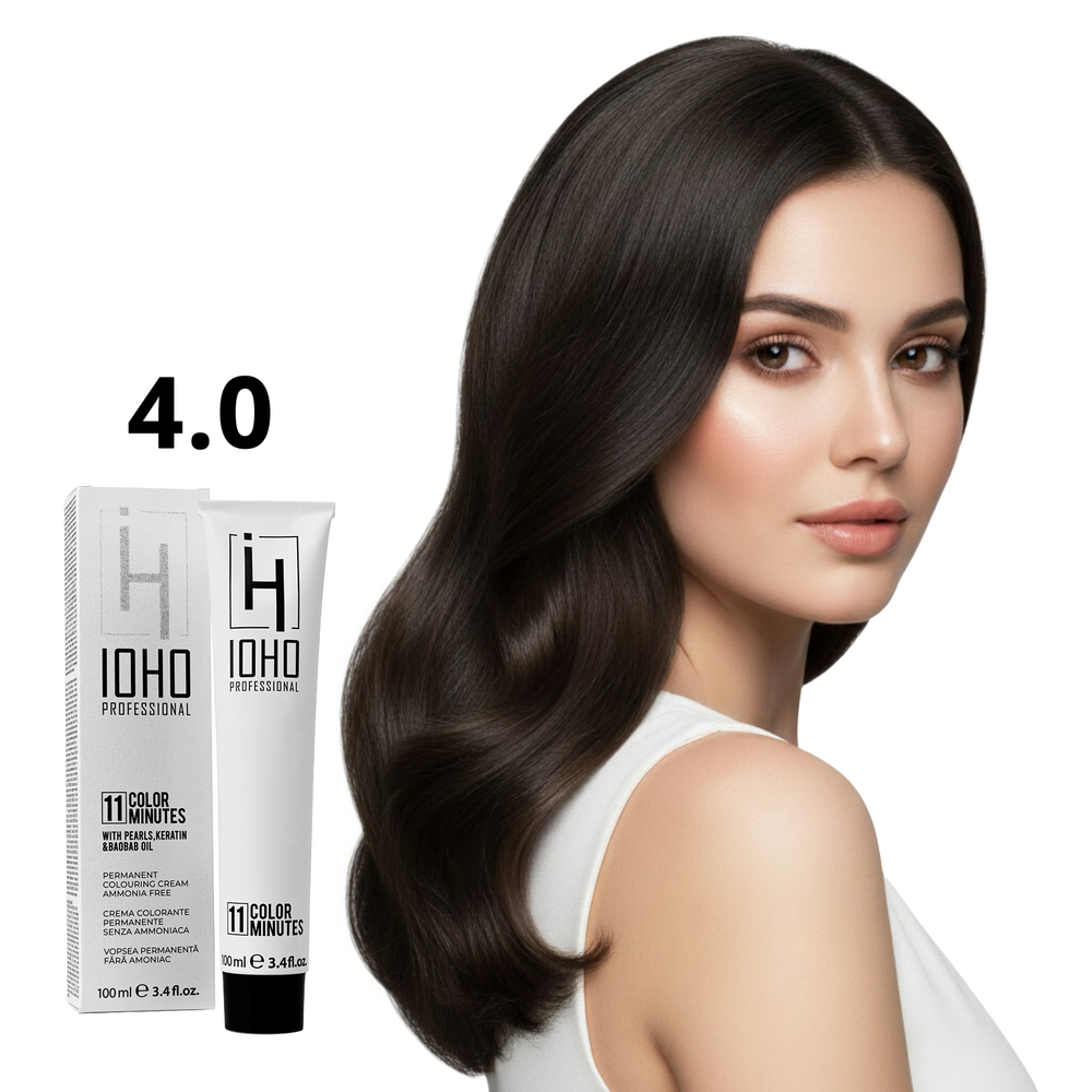 Permanent Color 11 Minutes 4.0 Chestnut Ammonia-Free - Ioho Professional