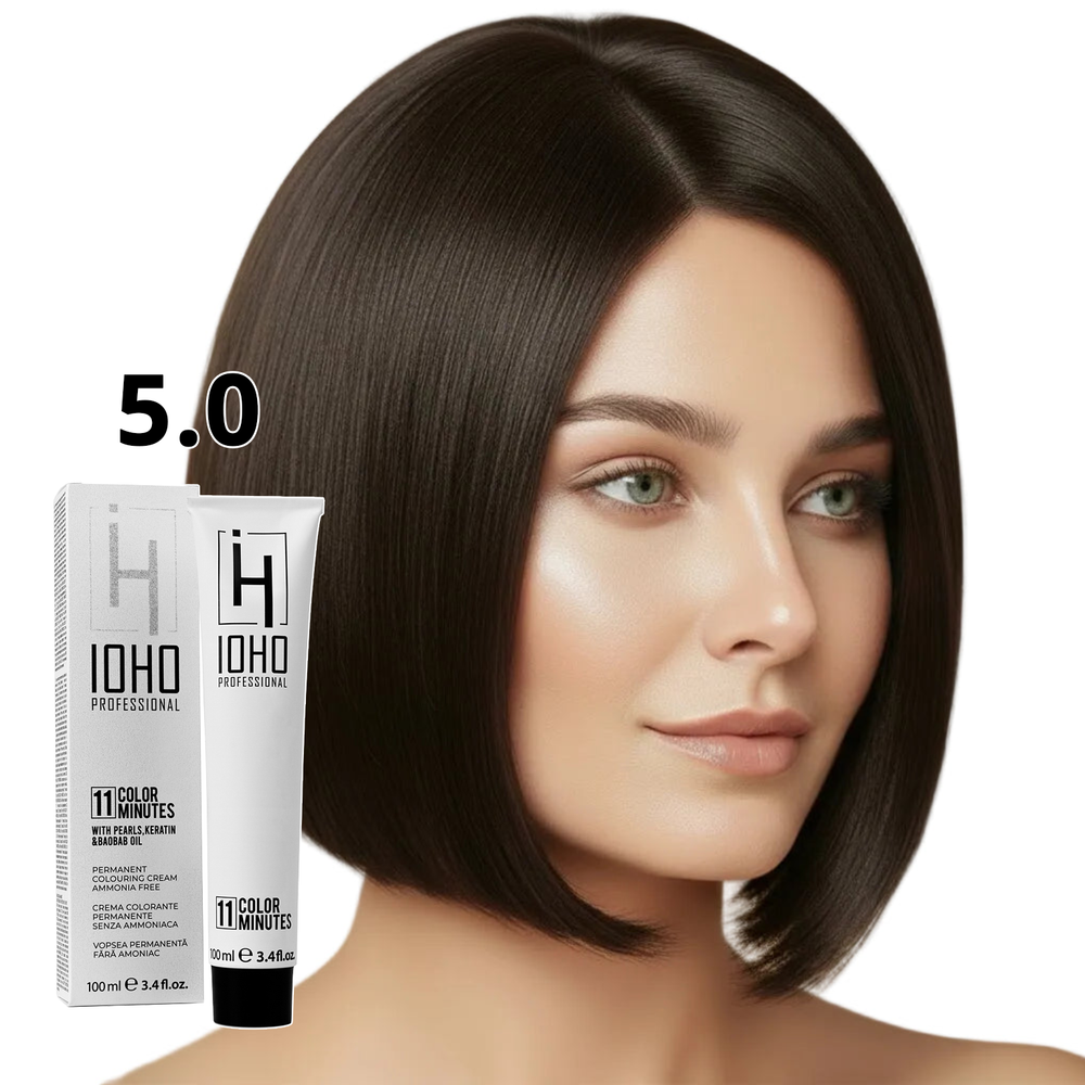 Permanent Color 11 Minutes 5.0 Light Chestnut Ammonia-Free - Ioho Professional