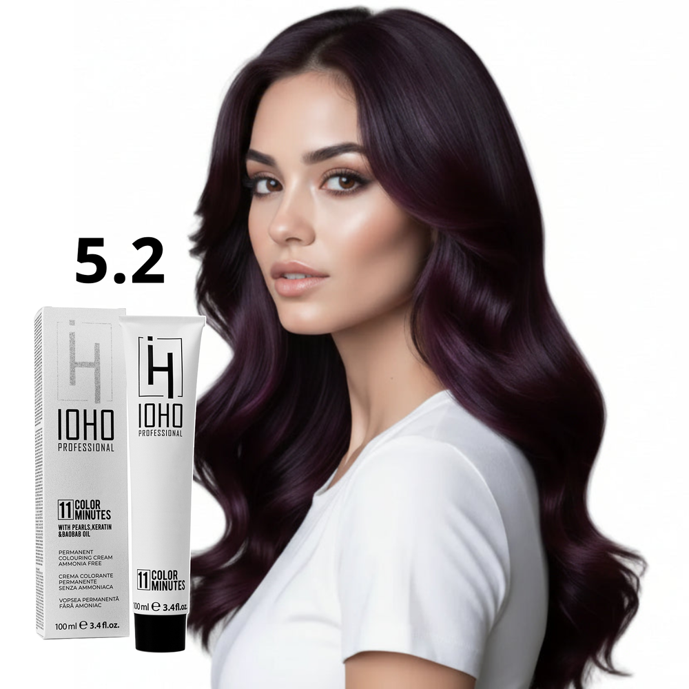 Permanent Color 11 Minutes 5.2 Chestnut Light Violet Ammonia-Free - Ioho Professional