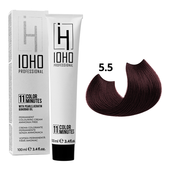 Permanent Color 11 Minutes 5.5 Chestnut Light Mahogany Ammonia-Free - IOHO Professional