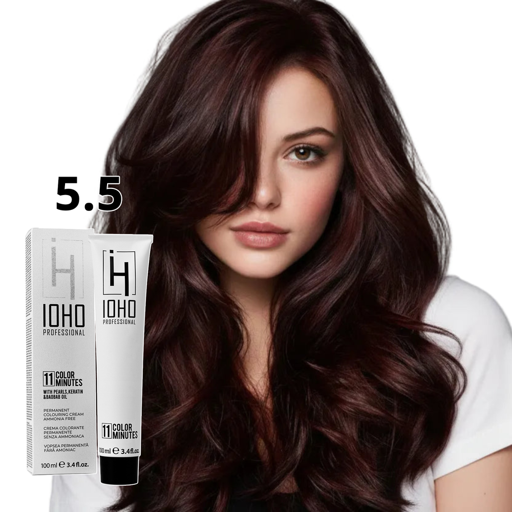 Permanent Color 11 Minutes 5.5 Chestnut Light Mahogany Ammonia-Free - Ioho Professional