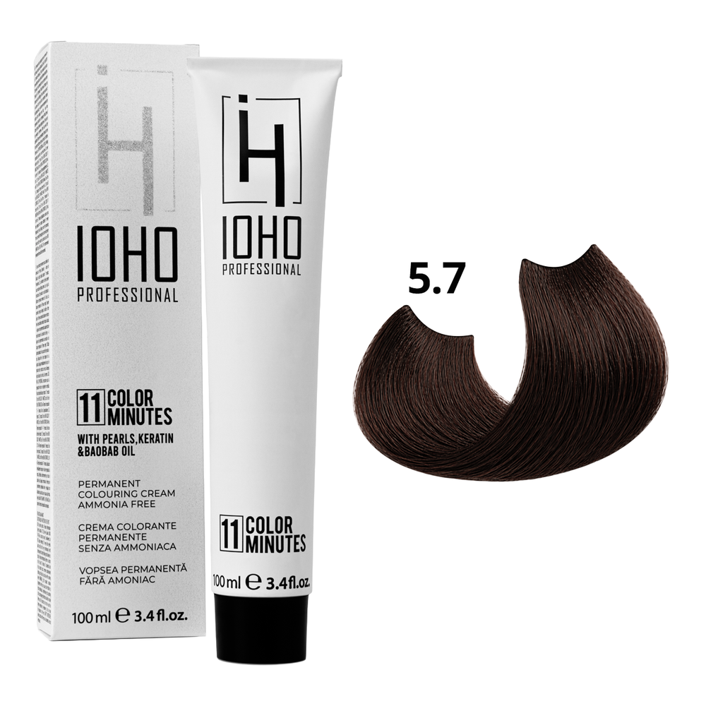 Permanent Color 11 Minutes 5.7 Chestnut Light Brown Ammonia-Free - IOHO Professional