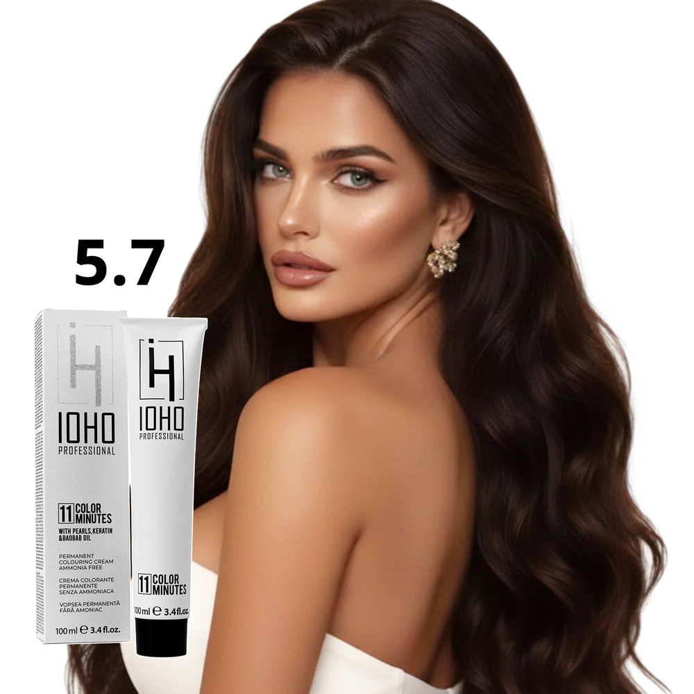 Permanent Color 11 Minutes 5.7 Chestnut Light Brown Ammonia-Free - Ioho Professional