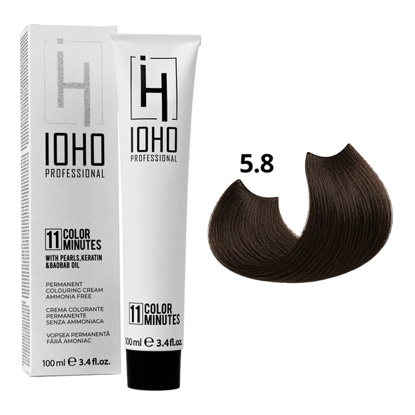 Permanent Color 11 Minutes 5.8 Chestnut Light Beige Ammonia-Free - IOHO Professional