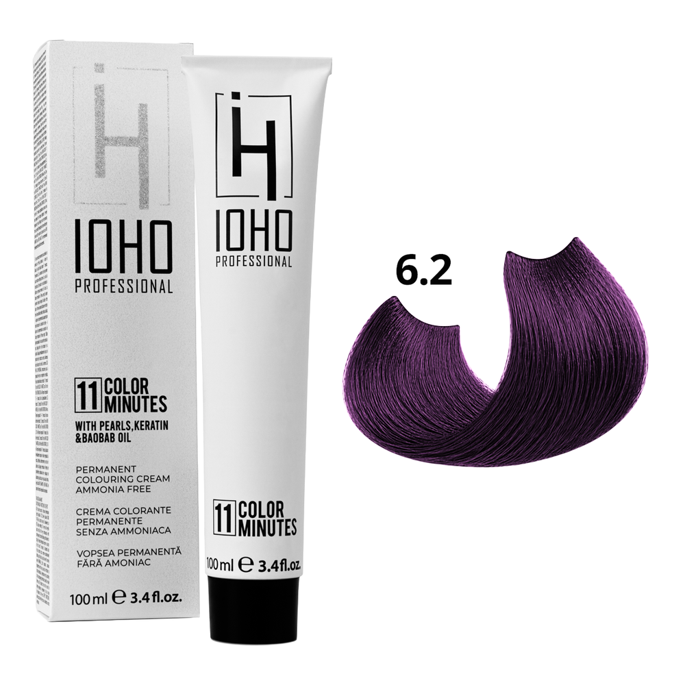 Permanent Color 11 Minutes 6.2 Blonde Dark Violet Ammonia-Free - IOHO Professional