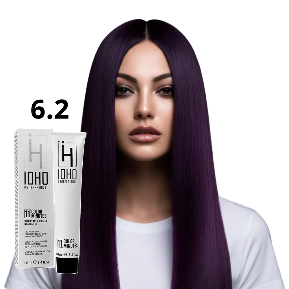 Permanent Color 11 Minutes 6.2 Blonde Dark Violet Ammonia-Free - Ioho Professional