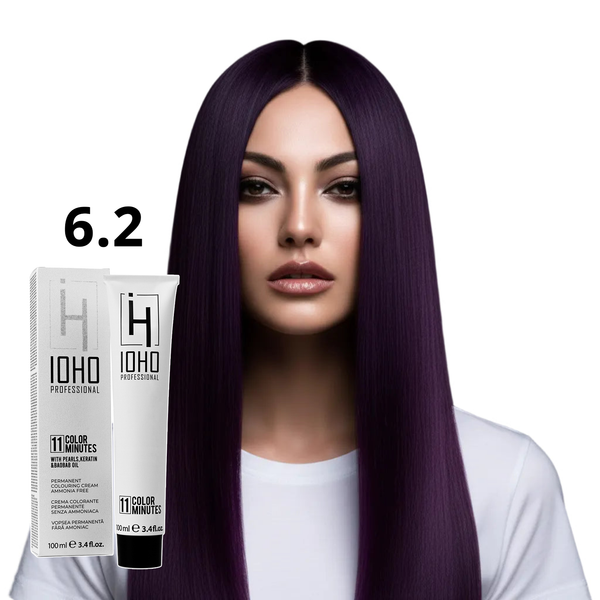 Permanent Color 11 Minutes 6.2 Blonde Dark Violet Ammonia-Free - Ioho Professional