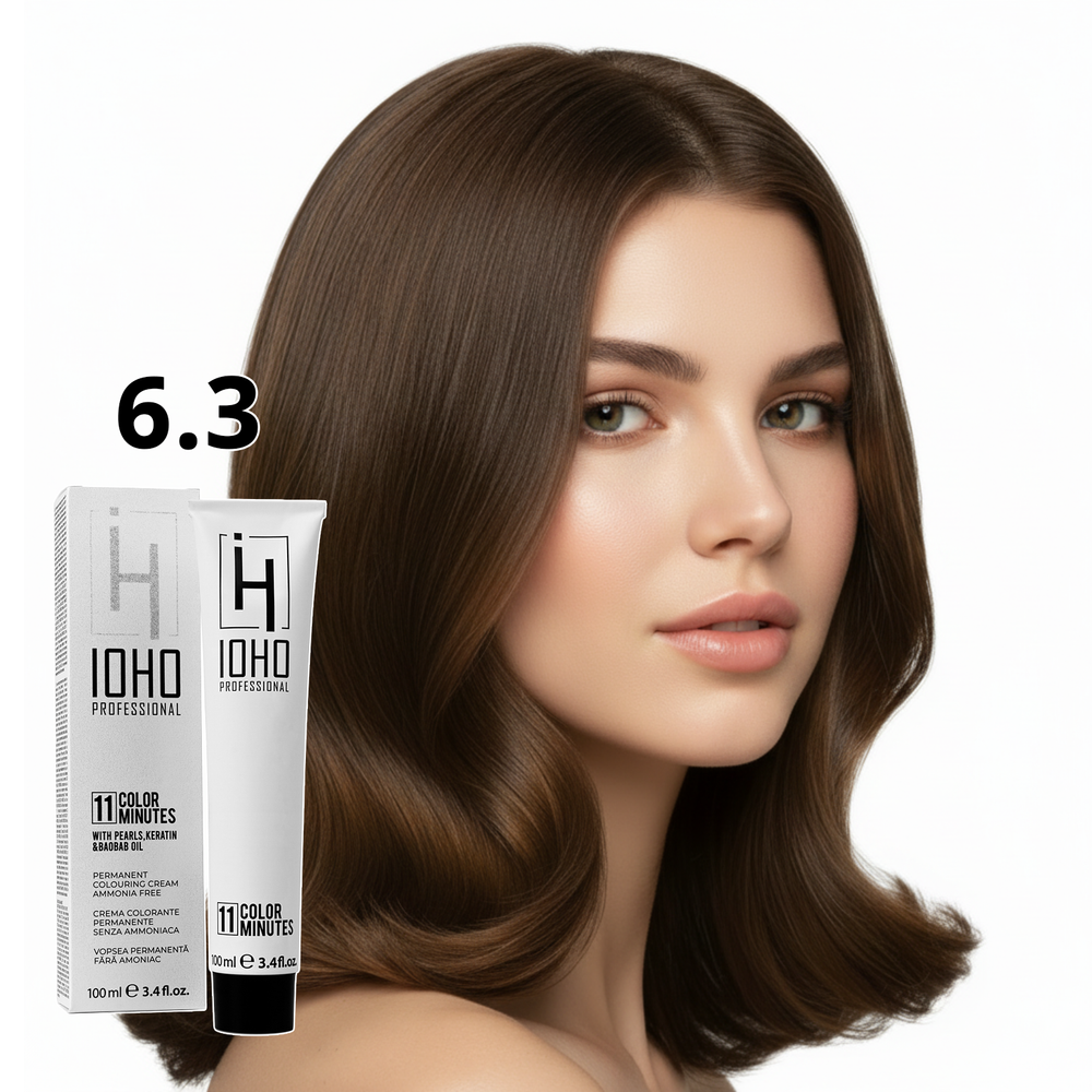 Permanent Color 11 Minutes 6.3 Dark Golden Blonde Ammonia-Free - Ioho Professional