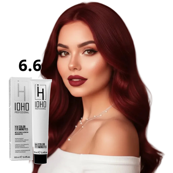 Permanent Color 11 Minutes 6.6 Blonde Dark Red Ammonia-Free - Ioho Professional