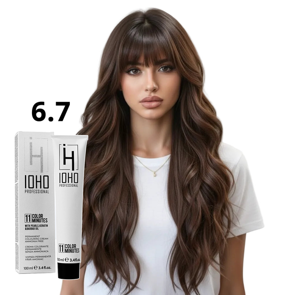 Permanent Color 11 Minutes 6.7 Blonde Dark Brown Ammonia-Free - Ioho Professional