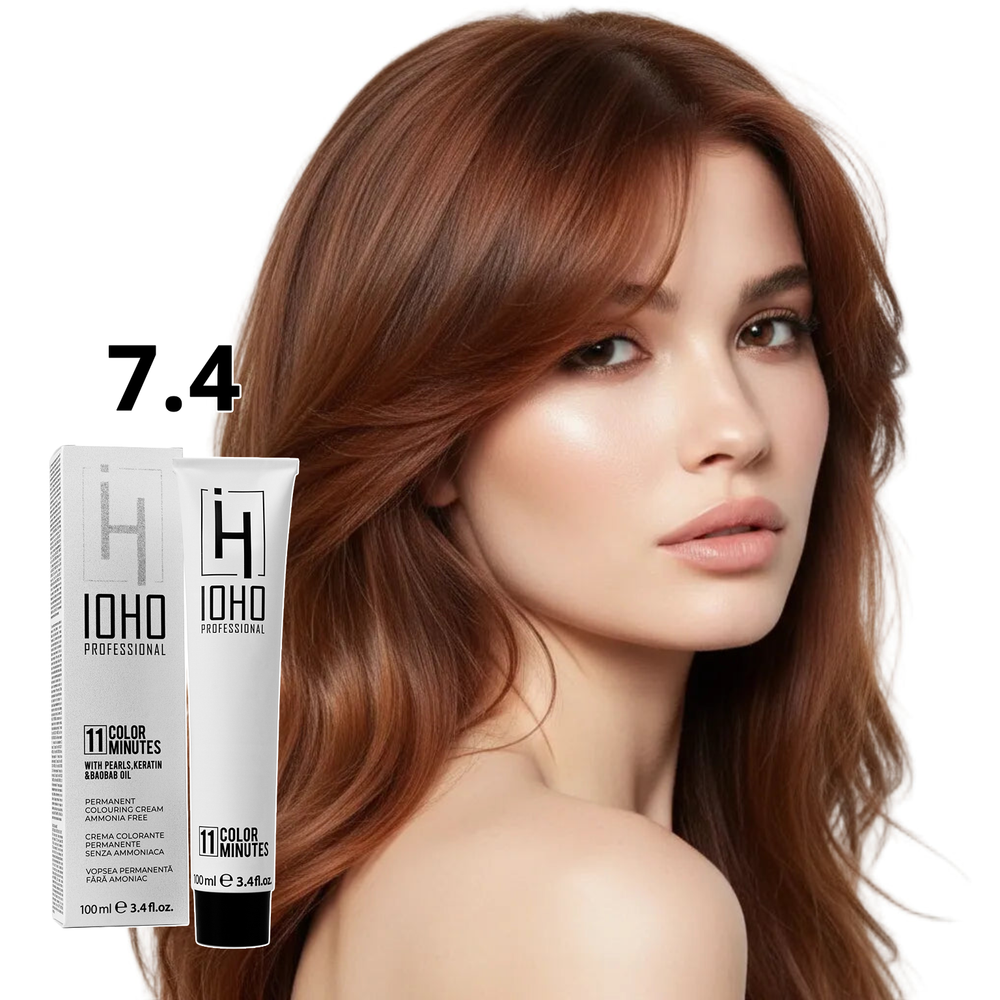 Permanent Color 11 Minutes 7.4 Copper Blonde Ammonia-Free - Ioho Professional