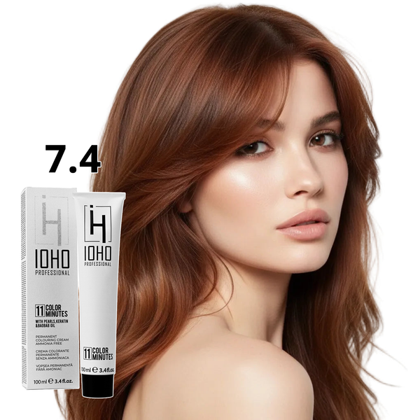 Permanent Color 11 Minutes 7.4 Copper Blonde Ammonia-Free - Ioho Professional