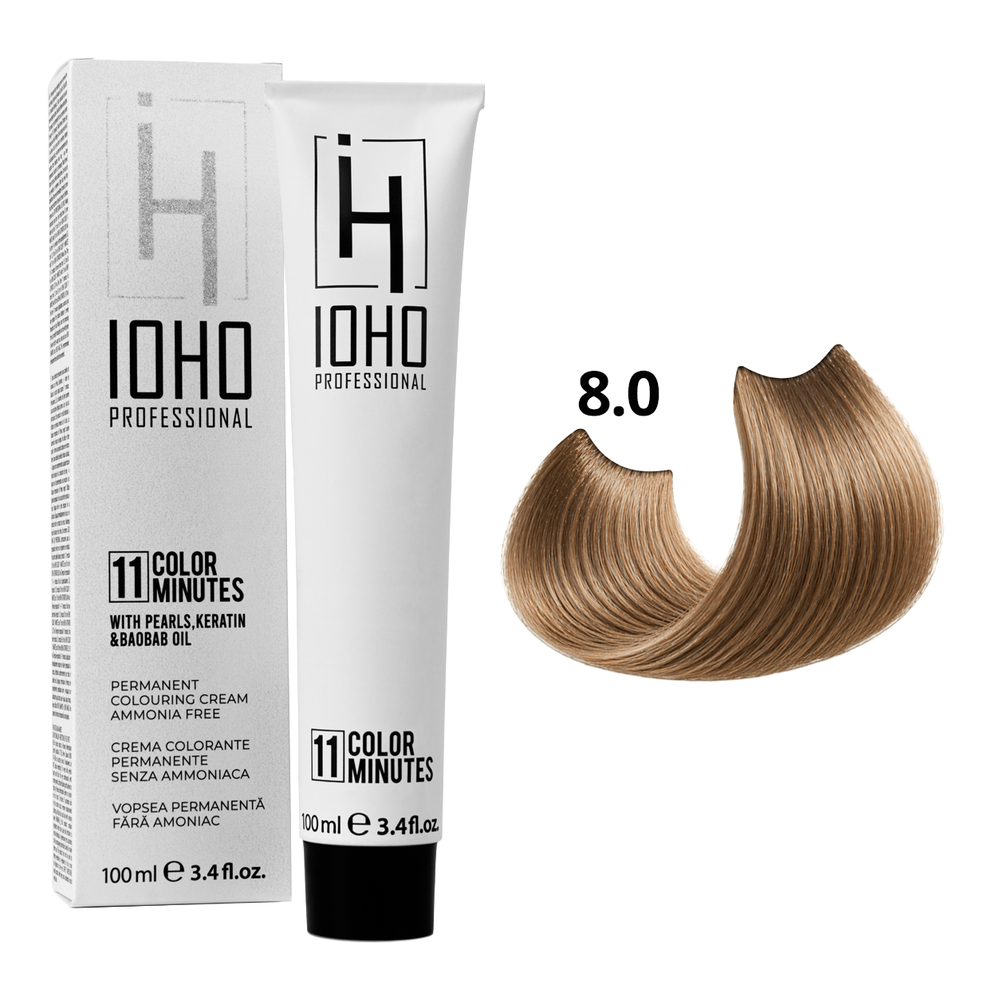 Permanent Color 11 Minutes 8.0 Light Blonde Ammonia-Free - IOHO Professional