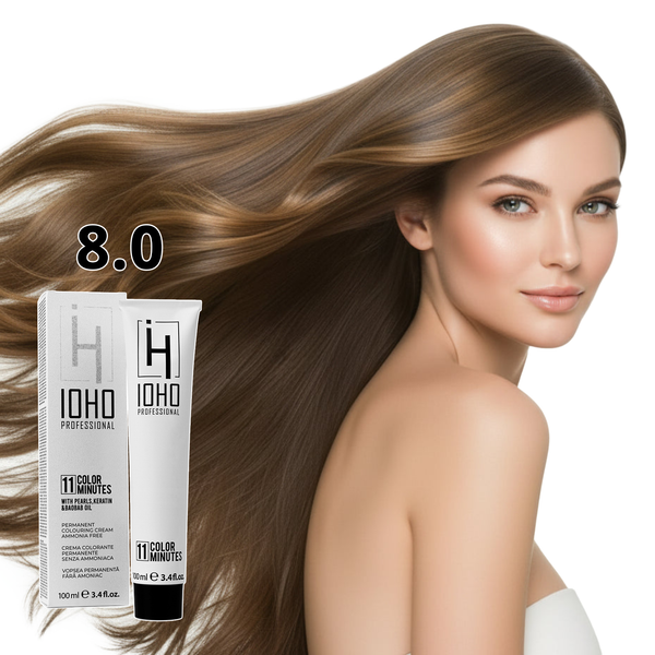 Permanent Color 11 Minutes 8.0 Light Blonde Ammonia-Free - Ioho Professional