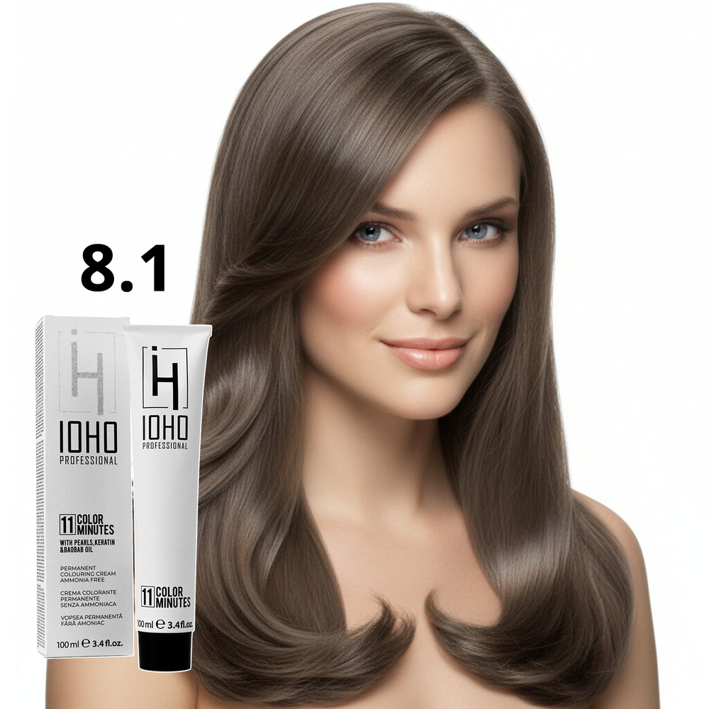 Permanent Color 11 Minutes 8.1 Light Gray Blonde Ammonia-Free  - IOHO Professional