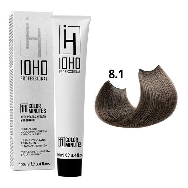 Permanent Color 11 Minutes 8.1 Light Gray Blonde Ammonia-Free  - IOHO Professional