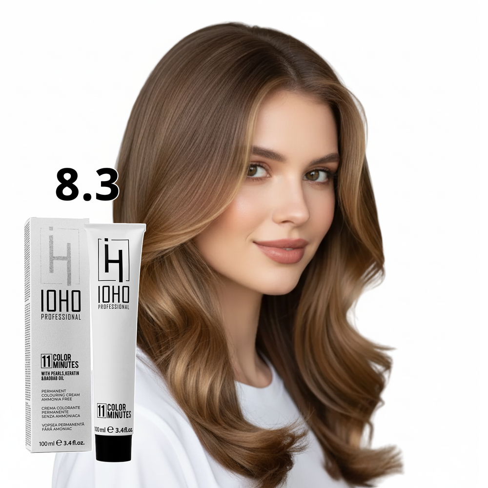 Permanent Color 11 Minutes 8.3 Light Golden Blonde Ammonia-Free - Ioho Professional