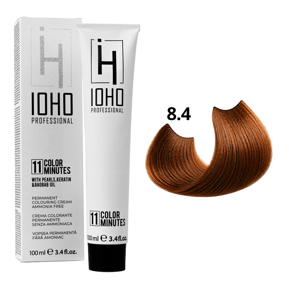 Permanent Color 11 Minutes 8.4 Light Copper Blonde Ammonia-Free - IOHO Professional