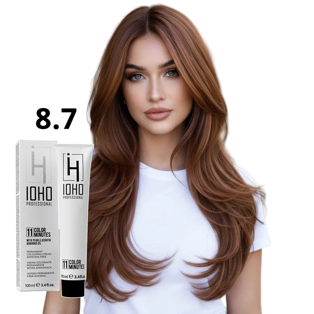 Permanent Color 11 Minutes 8.7 Light Brown Blonde Ammonia-Free - Ioho Professional