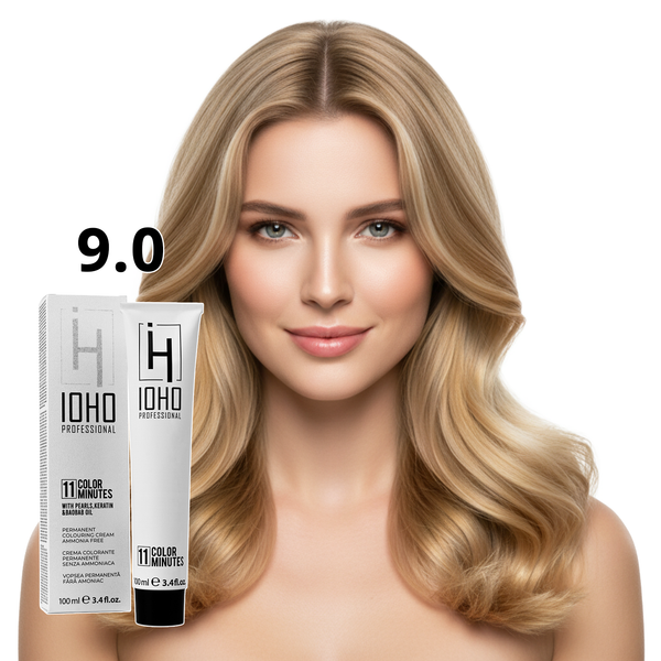 Permanent Color 11 Minutes 9.0 Very Light Blonde Ammonia-Free - Ioho Professional