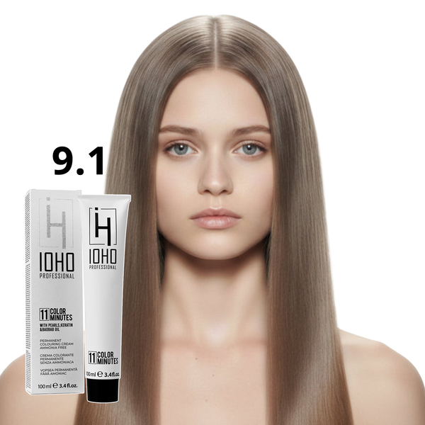 Permanent Color 11 Minutes 9.1 Very Light Gray Blonde Ammonia-Free - Ioho Professional