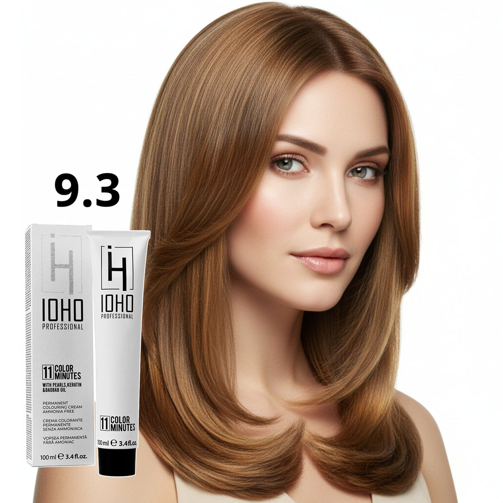 Permanent Color 11 Minutes 9.3 Very Light Golden Blonde Ammonia-Free - Ioho Professional