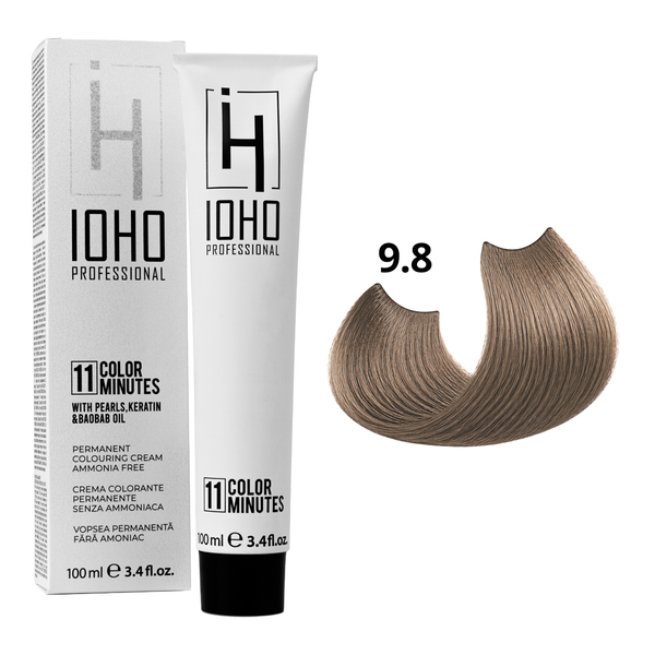 Permanent Color 11 Minutes 9.8 Blonde Very Light Beige Ammonia-Free - IOHO Professional