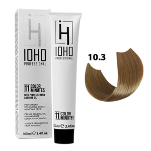 Vopsea de Par 10.3 Permanenta Fara Amoniac - Color 11 Minutes Blond Auriu Foarte Deschis Extra - Ioho Professional - HNIcosmetice.ro
