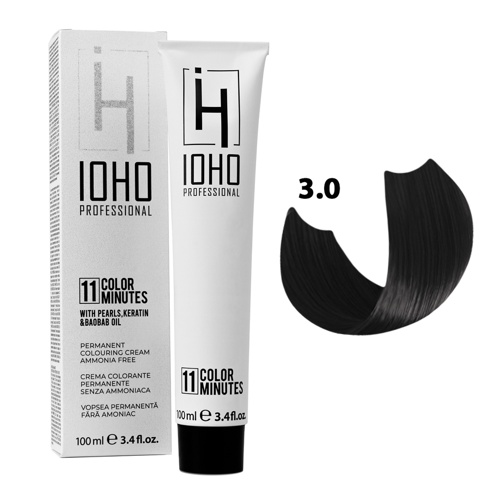 Vopsea de Par 3.0 Permanenta Fara Amoniac - Color 11 Minutes Castaniu Inchis - Ioho Professional - HNIcosmetice.ro