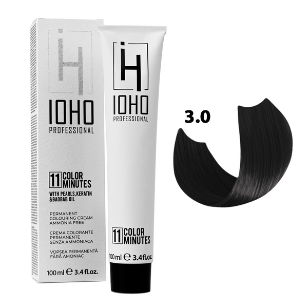 Vopsea de Par 3.0 Permanenta Fara Amoniac - Color 11 Minutes Castaniu Inchis - Ioho Professional - HNIcosmetice.ro