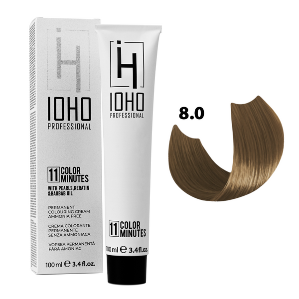 Vopsea de Par 8.0 Permanenta Fara Amoniac - Color 11 Minutes Blond Deschis - Ioho Professional - HNIcosmetice.ro