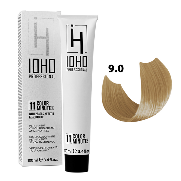 Vopsea de Par 9.0 Permanenta Fara Amoniac - Color 11 Minutes Blond Foarte Deschis - Ioho Professional - HNIcosmetice.ro