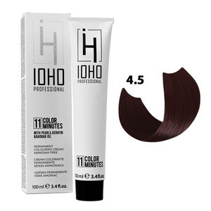 Vopsea de Par 4.5 Permanenta Fara Amoniac - Color 11 Minutes Castaniu Mahon Mediu - Ioho Professional - HNIcosmetice.ro