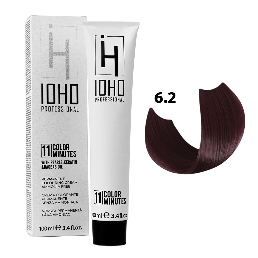 Vopsea de Par 6.2 Permanenta Fara Amoniac - Color 11 Minutes Blond Violet Inchis - Ioho Professional - HNIcosmetice.ro