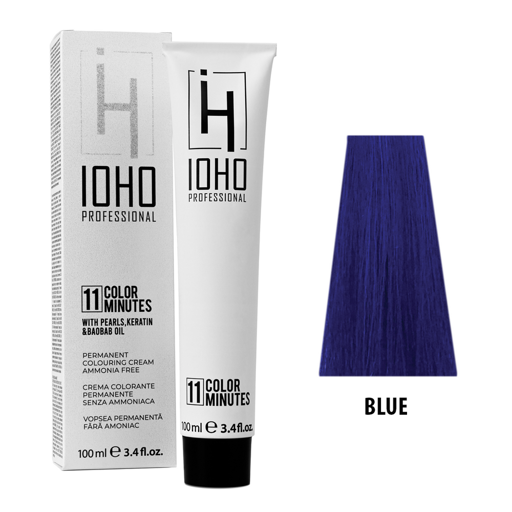 Vopsea de Par Corector Albastru Permanenta Fara Amoniac - Color 11 Minutes Corrector Blue - Ioho Professional - HNIcosmetice.ro