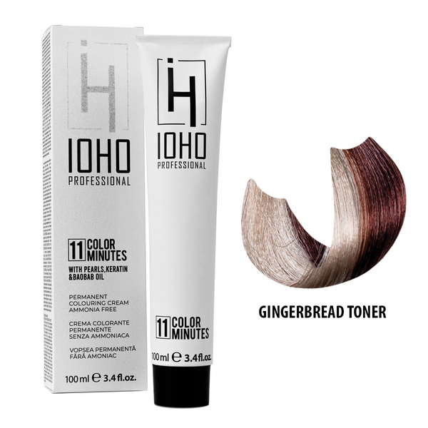 Vopsea de Par Toner Cafeniu  Permanenta Fara Amoniac - Color 11 Minutes Gingerbread Toner - Ioho Professional - HNIcosmetice.ro