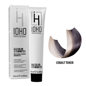 Vopsea de Par Toner Gri Inchis Permanenta Fara Amoniac - Color 11 Minutes Cobalt Toner - Ioho Professional - HNIcosmetice.ro