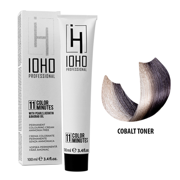 Vopsea de Par Toner Gri Inchis Permanenta Fara Amoniac - Color 11 Minutes Cobalt Toner - Ioho Professional - HNIcosmetice.ro