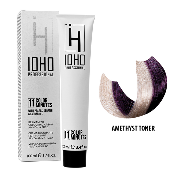 Vopsea de Par Toner Purpuriu Permanenta Fara Amoniac - Color 11 Minutes Amethyst Toner - Ioho Professional - HNIcosmetice.ro